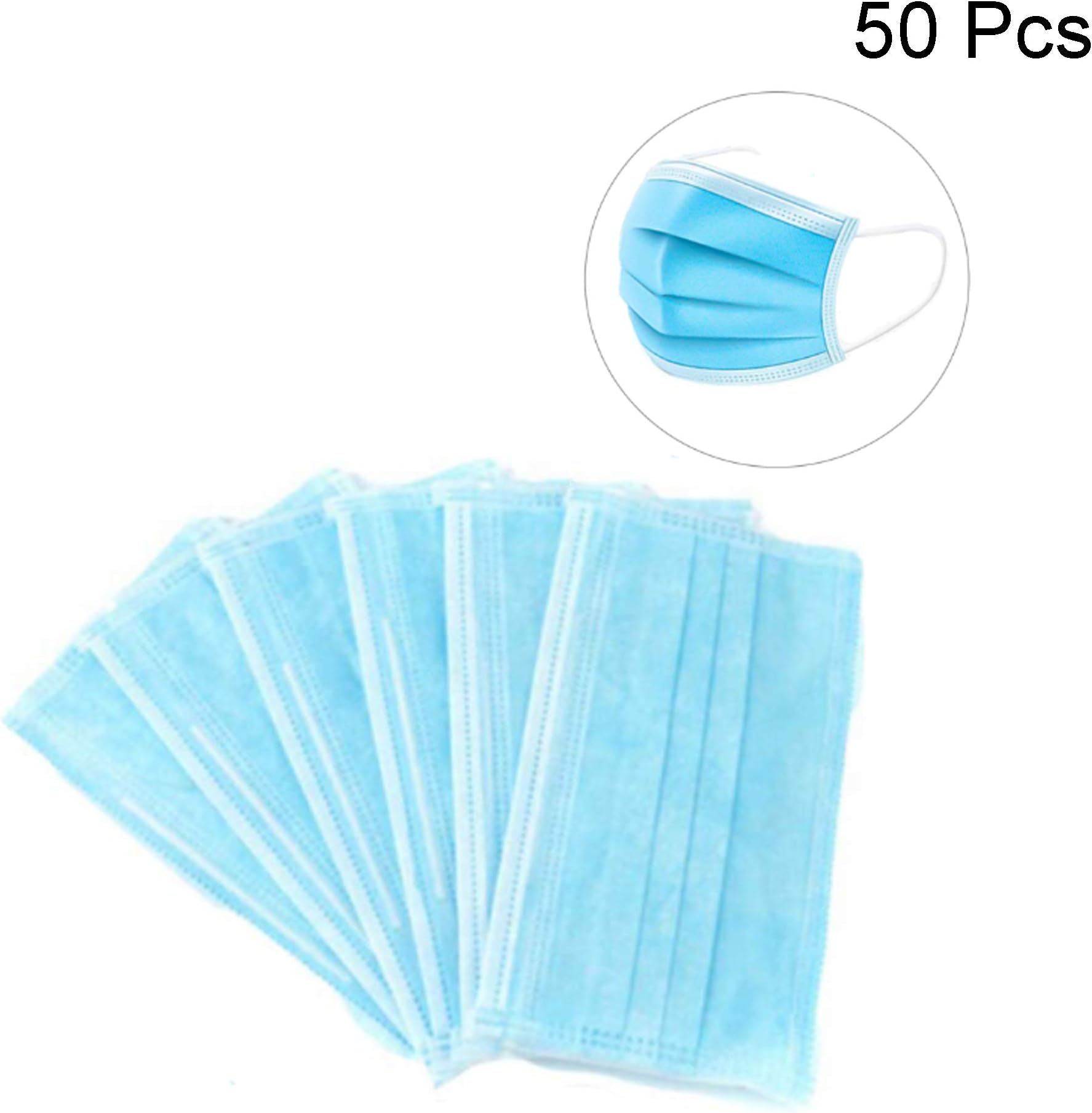 dishidao Face Masks Disposable, with Elastic Ear Loop 3 Ply Mouth Face Masks, Breathable and Comfortable Filter Safety Mask for Blocking Dust and Air Pollution
