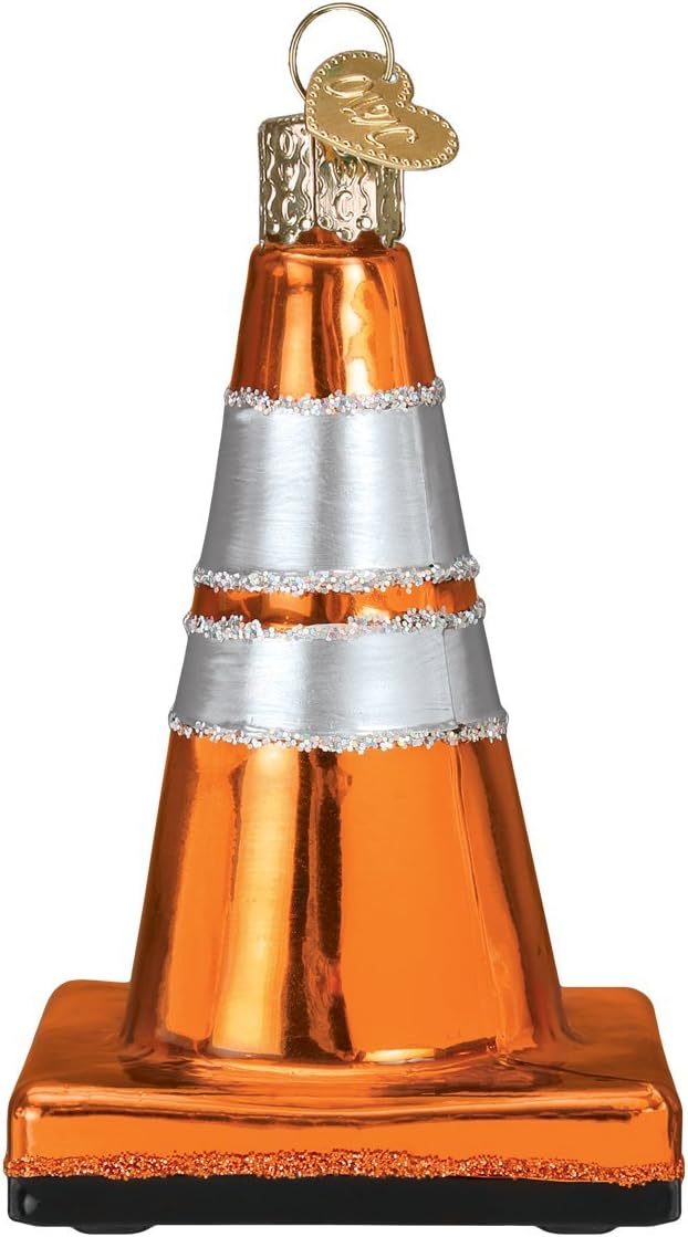 Ornaments - Old World Christmas Ornaments: Contractor Tools Glass Blown Ornaments for Christmas Tree, Traffic Cone