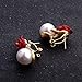 Paymenow Womens Girls Bohemia Earrings Fashion Summer Rose Pearl Circle Ear Clip Nice Jewelry (Red)