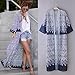 Perman Women Boho Printed Chiffon Loose Shawl Kimono Cardigan Cover up Blouse (L)