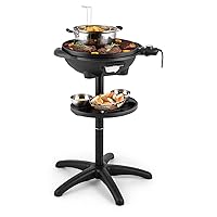  mit Thermometer Klarstein Kugelgrill schwarz XXL Balkon Garten Camping ✔ Deckel ✔ rund ✔ stehend grillen ✔ Grillen mit Elektrogrill 
