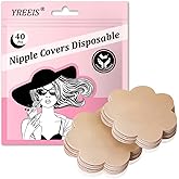 YREEIS 40 Pcs Nipple Covers For Women Hypoallergenic Disposable Adhesive Nipple Pasties No-Show Satin Breast Petals Stickers