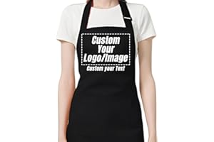 Personalized Apron Picture/Text/Logo Waterproof & Adjustable with Pockets for Men Women Kitchen Cooking Grilling