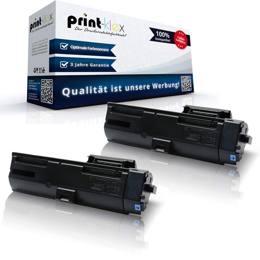 Print-Klex 2x Compatible Laser Toner Cartridges for Kyocera Ecosys P2040DN P2040DW 1T02RY0NL0 TK1160 K TK-1160 K TK 1160 K Black Office Pro Series