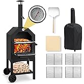 Clickoods Outdoor Pizza Oven - Wood Fired Pizza Oven for Outside with Pizza Stone, Peel, Grill Grate & Cover – Patio Pizza Ma