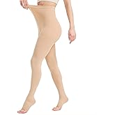 KEKING Medical Compression Pantyhose for Women & Men, Comfort 15-20 mmHg Graduated Compression Support Stockings, Open Toe Compression Tights for Varicose Veins, Edema, Flight, Beige S