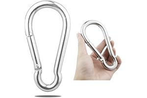 GRANDBUY Large Spring Snap Hook Carabiner, 304 Stainless Steel Snap Hook Heavy Duty Carabiner Clip, Stainless Steel Spring Sn