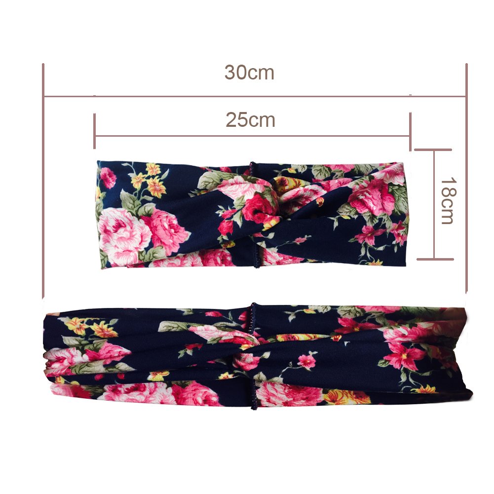 DRESHOW 4 St/&uuml;ck Damen Elastische Blume Gedruckt Stirnb/&auml;nder 1950 Archaistisch Frauen Baumwolle Gestrickte Verdrehte Weiche Turban-Kopf-Verpackungs