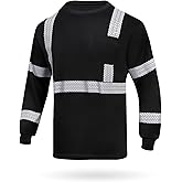 GLIMMR Safety Shirt Long Sleeve Class 3 High Visibility Reflective Men's Hi Vis T Shirt for Work Warehouse Construction