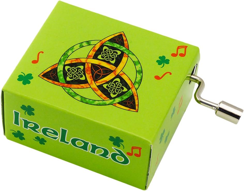 Irish Music Box With Trinity Circle Knot Design With Green Ireland Text
