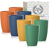 Homienly Wheat Straw Cups, Premium Alternative to Plastic Cup Set of 8, Unbreakable Lightweight Drinking Cups for Kitchen, Outdoor, RV, Microwave and Dishwasher Safe Drinking Glasses(12 OZ, Multi)