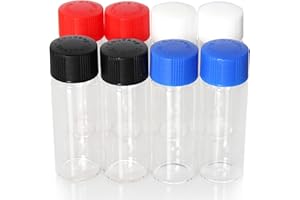 SZONEE 8 Pcs 20ml Glass Vials with Screw Caps, 4 Colors Caps, Clear Glass Vials, Leak-Proof Glass Bottle