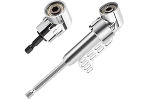 SuQurtom 2pcs 105 Degree Right Angle Drill Adapters Kit – Long & Short Metal Drill Bit Holder, 1/4” Hex Screwdriver Attachmen