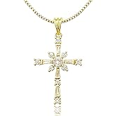 OOTDAY Cross Necklace for Women, 14K Gold Silver Cross Pendant Necklace, Diamond Plated Pendant Necklaces, 2 PCS Gold Silver Cross Necklaces Cute Trendy Gold Faith Cross Jewelry Gifts for Women
