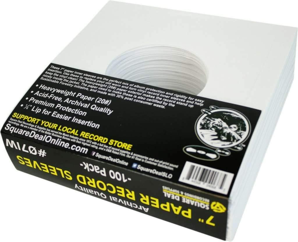 (100) Archival Quality Acid-Free Heavyweight Paper Inner Sleeves for 7" Vinyl Records #07IW: Electronics