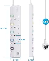 Toomke Extension Lead USB 4 Way UK Plug 2x USB-A 1x USB-C 1.5m 13A view 7
