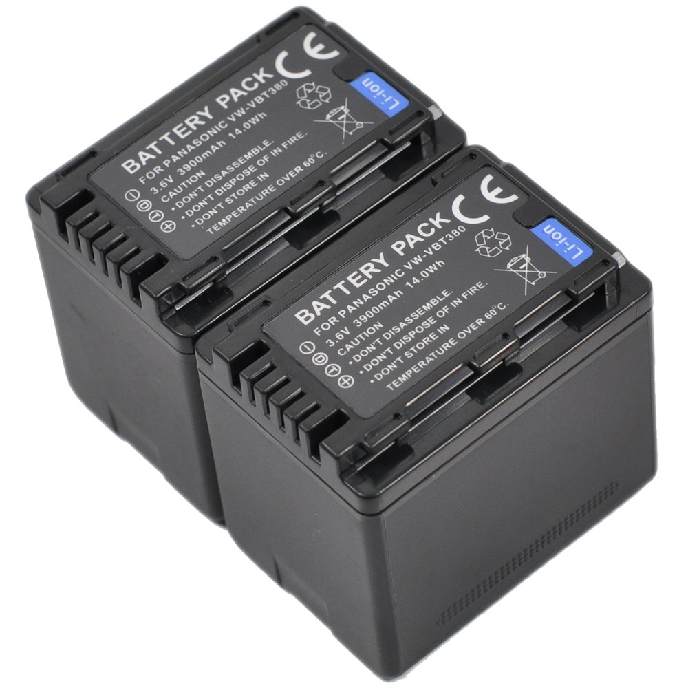 BTBAI 2x VW-VBT380 Battery for VW-VBT190 VWVBT190 VWVBT380 HC-V110 V160 V180 W570 W580 W850 WX979 WX90 WX970 WX990 WXF990 WXF999 V210 V250 V260 V270 V380 V520 V550 V720 V750 V770 V777 VX870 VX980 k1a