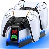 PS5 Controller Charger for PlayStation 5 Dualsense/Edge Controller - 9 Color LED PS5 Charging Station for PlayStation 5 Charger, Charging Dock and Holder Stand for PS5/Slim/Pro Remote Accessorise