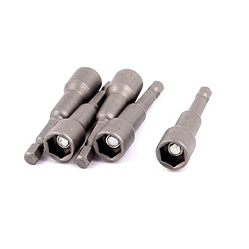 uxcell a15121800ux0690 10 mm Hex Socket Spanner Nut Setter Driver Bit Power Drill Tool - Grey (5-Piece)