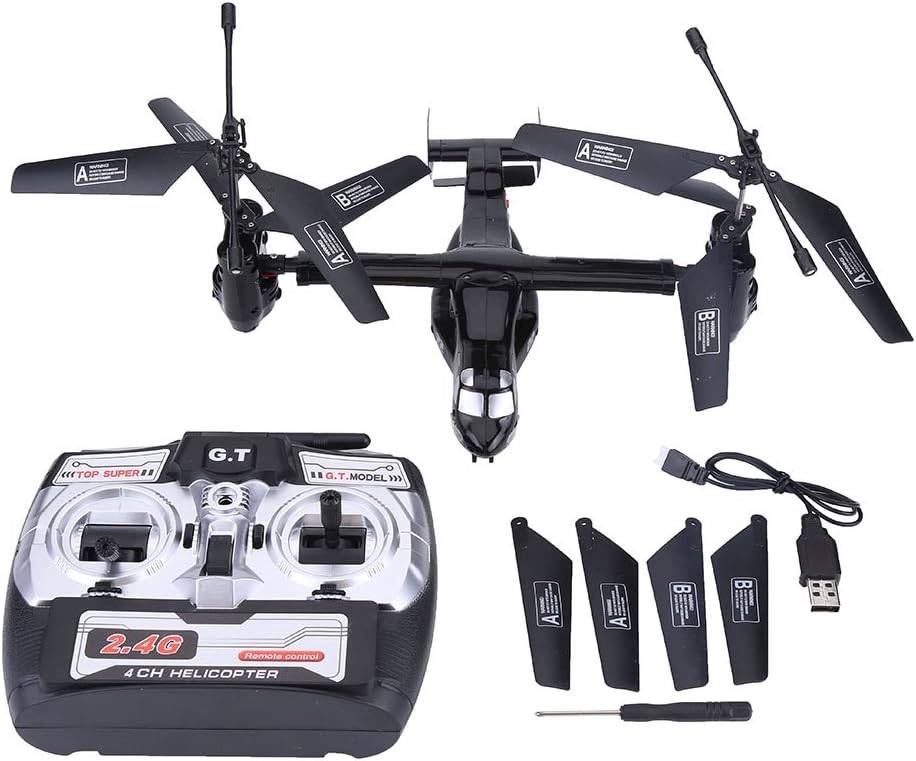 Qinlorgo RC Airplane, 2.4G 4.5CH Remote Control Plane RC Airplane Aircraft Helicopter Model Vehicle(Black)