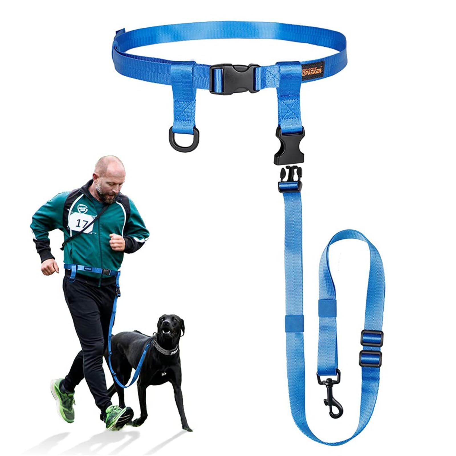 EXCELLENT ELITE SPANKER Hands Free Dog Leash with Adjustable Waist Belt Dog Training Leash for Medium and Large Dogs Walking Hiking Biking (Blue)
