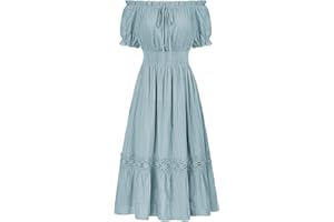 Scarlet Darkness Renaissance Dress for Women Embroidered Long Cottagecore Dresses