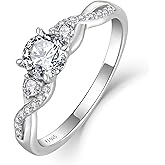 FJ Promise Rings for Her 18K White Gold Plated 925 Sterling Silver Engagement Anniversary Wedding Eternity Ring Birthstone Jewelry for Women