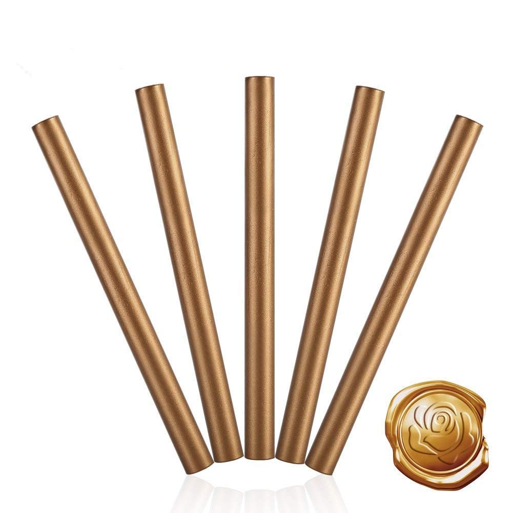 5 PCS Sealing Wax Sticks Multi-Color Cord Wick Sealing Wax For Postage Letter Retro Vintage Wax Seal Stamp ( Color : Bronze )