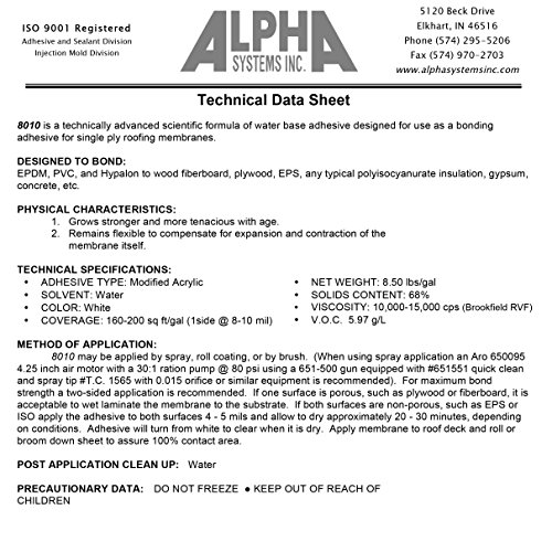 RV Rubber Roof Adhesive 8010 Alpha/Dicor Gallon WaterBased Universal