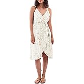 Amazhiyu Womens Cotton Summer Spaghetti Strap Sleeveless Midi Wrap Dress Pockets