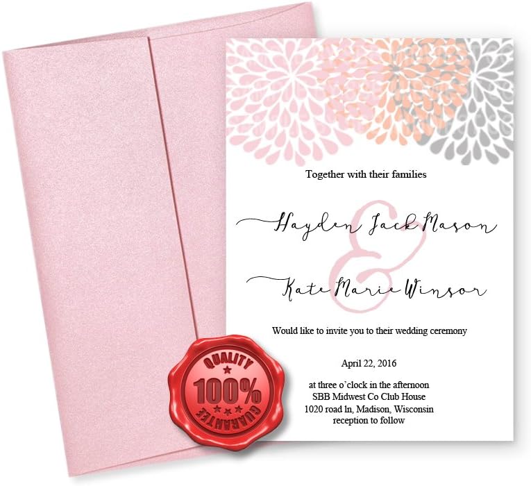 Metallic Wedding Envelopes, Special Invitation, Birthday Envelopes, Craft Envelopes, A7(5-1/4x7-1/4)-(25 Qty) (Metallic Light Pink)