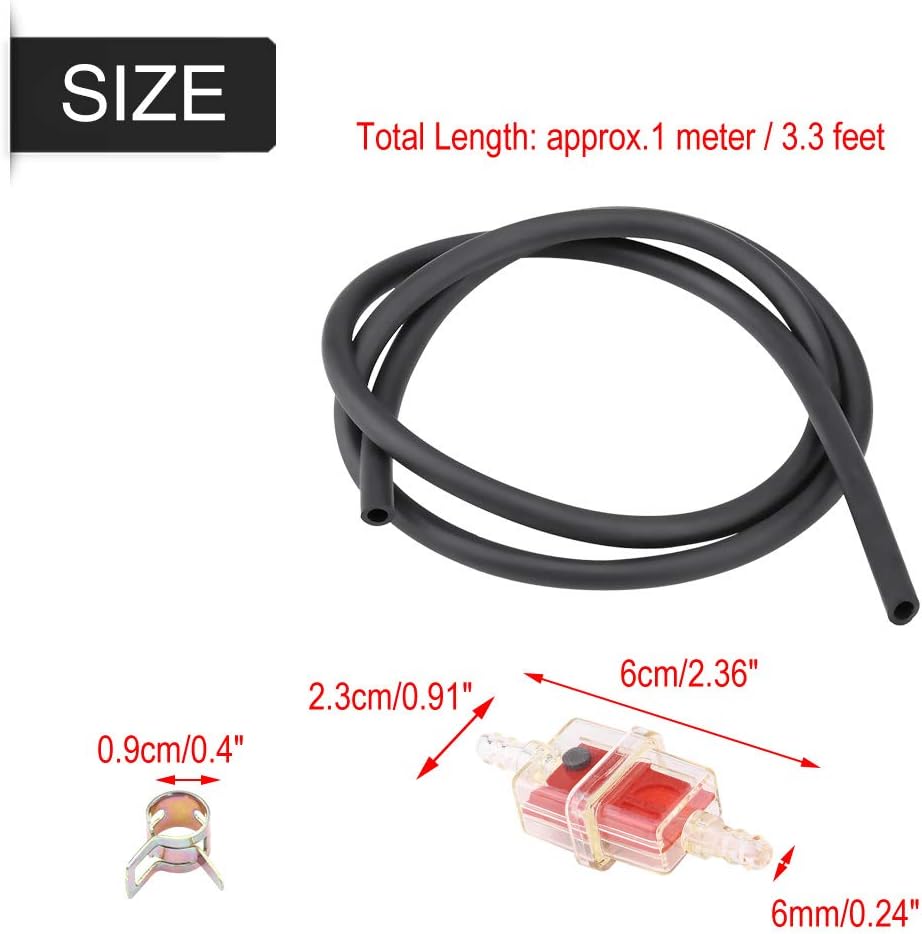 Magnetic Fuel Filter square, 6mm 1/4 inch Motorcycle Fuel Filter Gas Line Clamp Set Hose Kit - Image 4