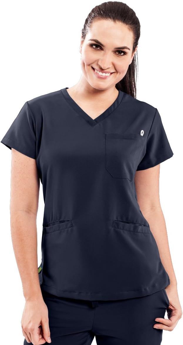ave Women’s Medical Scrub Top, Berkeley ave, V-Neck Scrub Shirt, 2 Pockets, Wrinkle Resistant, Great for Nurses, Navy, 2X-Large