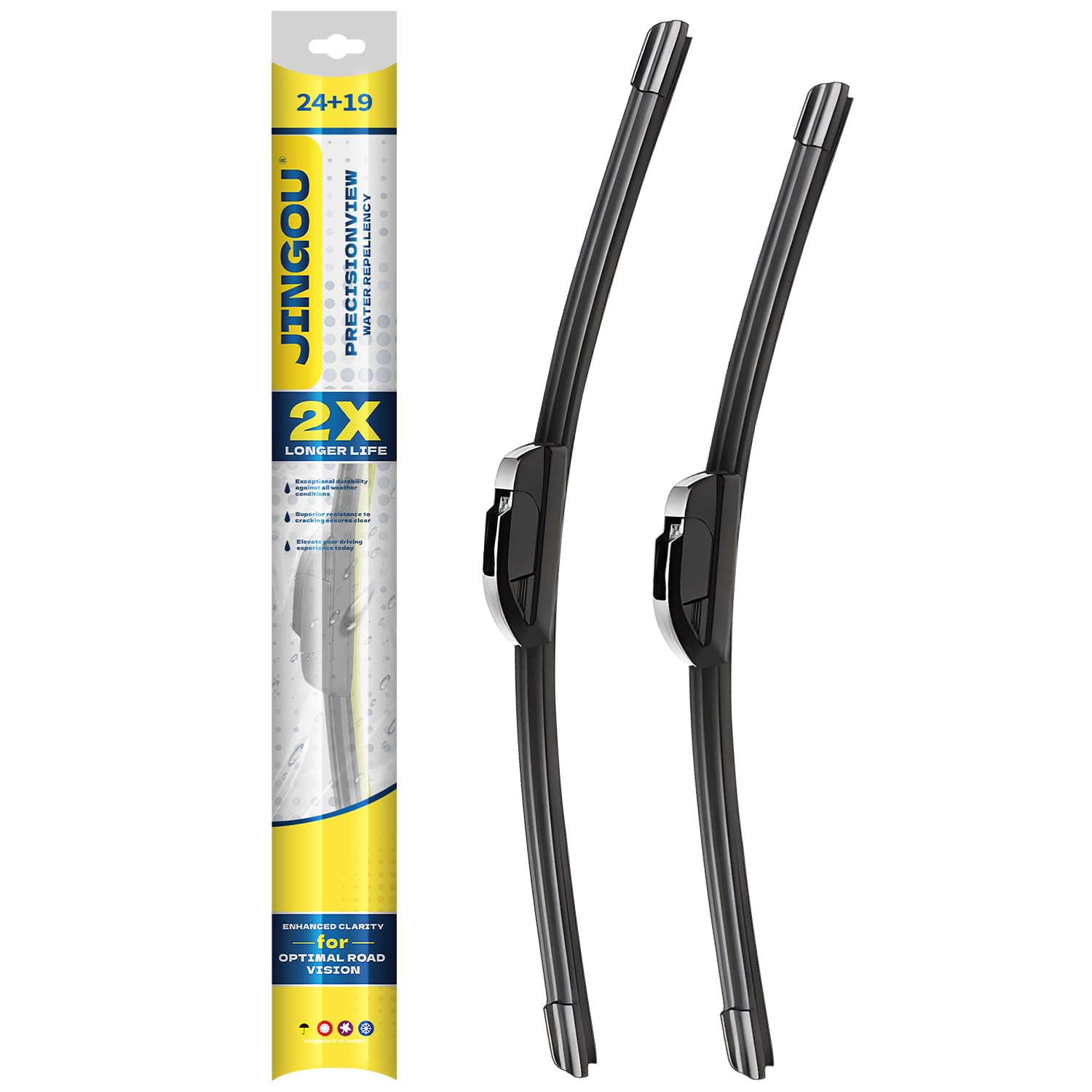 Photo 1 of JINGOU 24''+19'' Front Windshield Wiper Blades Compatible with 2002-2006 Toyota Camry 2004-2008 Toyota Solara OEM QUALITY Premium All-Season Automotive Replacement Wipers(Pack of 2)