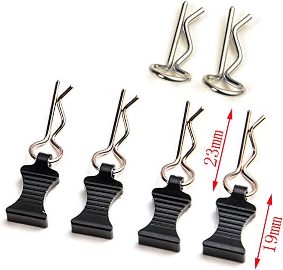 1 Set of Metal Body Clips Pins with Pull Tabs for 1/10 Axial SCX10 RC Model Crawler Car Black