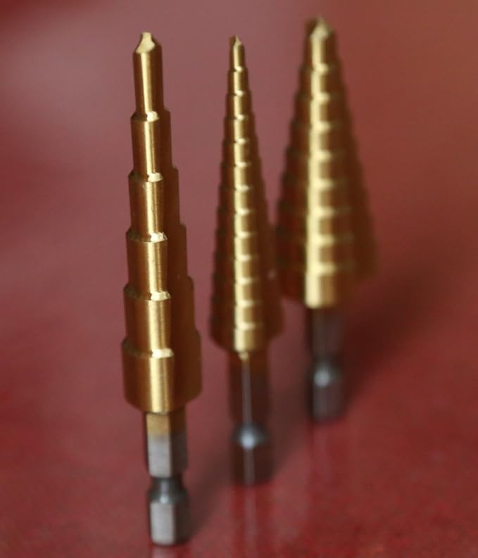 Generic 3pcs HEX Shank 3-12mm,4-12mm,4-20mm HSS Step Drill Bit Set core Drill bit TIN Coated Cone Step Drill Bit Set Hole Cutter