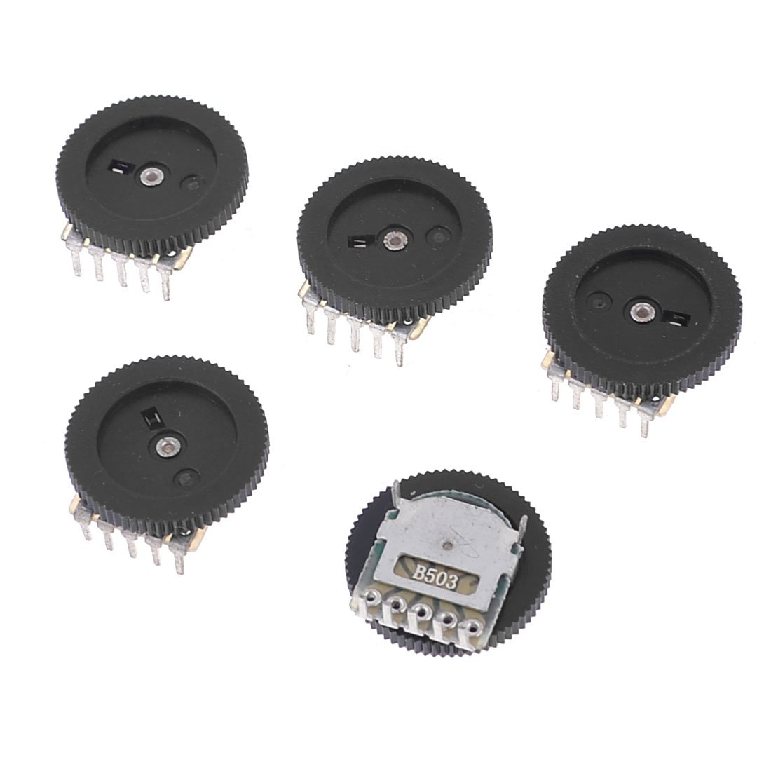 Sourcingmap 5 Pcs B503 50K Plastic Metal Double Linear 5 Pins Dial Potentiometer