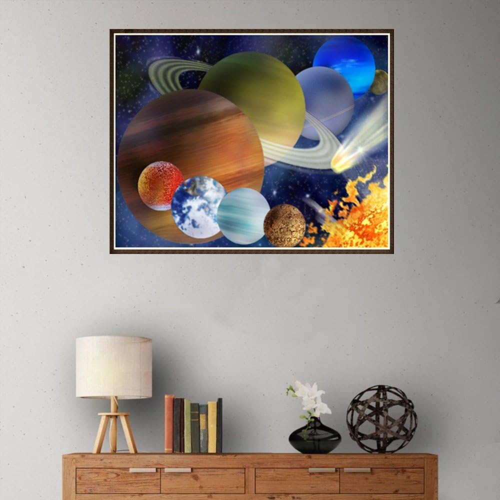 YEESAM ART New Paint with Diamonds, Diamond Painting Full Drill 5D Kits, Planet Solar System 30 * 25 - Image 3