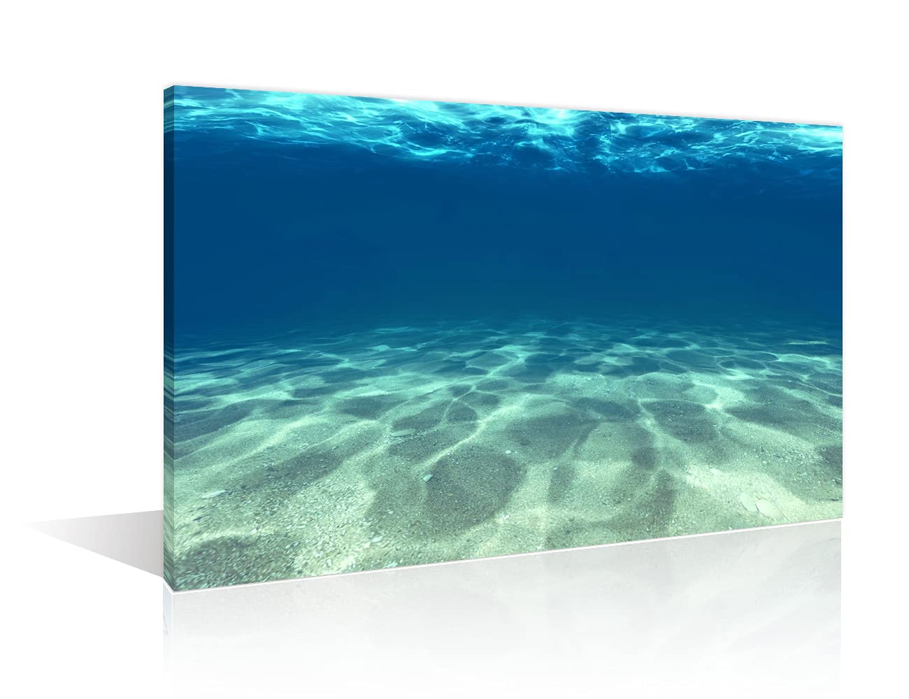 TISHIRON Wall Art Decor Blue Ocean Sea Poster Artworks Seaview Bottom View Beneath Surface Pictures Painting On Canvas Seascape for Home Office Decor(24X16in)