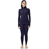 Fruit of the Loom womens High Neck Quarter Zip Top and Legging Thermal Set