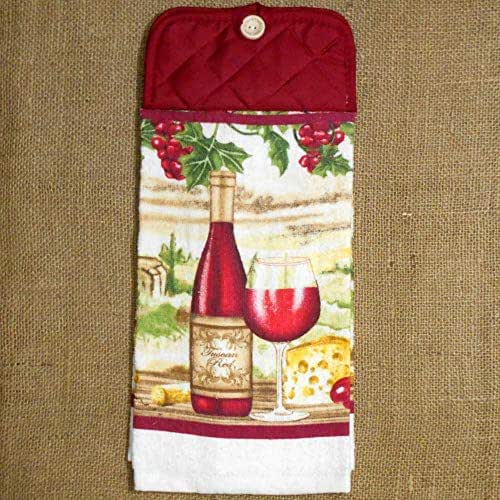 Tuscan Wine Themed Hanging Dish Towel, Kitchen Decor
