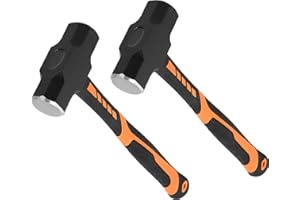 JOIKIT 2 PCS 4lb Sledge Hammer, 14.5 Inch Drilling/Crack Hammer with Forged Steel Head and Shock Reduction Grip, Solid Constr