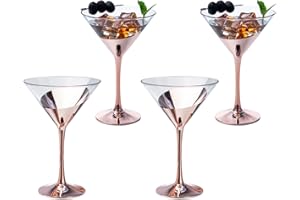 MyGift 8-Ounce Modern Metallic Gold Tone Martini Glasses, Elegant Golden Drinking Glass for a Cocktail Party, Wedding, or Ann