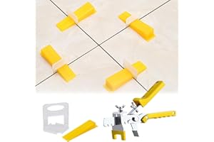 Vefhby Tile Leveling System, 1/8" 300 Pcs Leveling Spacer Clips 100 Pcs Reusable Wedges and 1 Installation Pliers, Tile Level