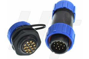 HANGTON CONNECT HangTon HE21 12 Pin Connector Waterproof Circular Power Cable Straight Male Plug Chassis Panel Mount Female Socket