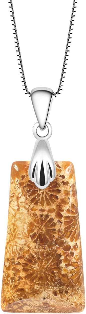 WEGEEY 925 Sterling Silver Pendants Gemstone Natural Coral Plated Fashion Necklace Fine Jewelry