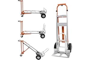SST 4 in 1 Convertible Heavy Duty Hand Truck, 1000LBS Heavy Duty Aluminum Folding Hand Truck with Inflatable Wheels with Ergo