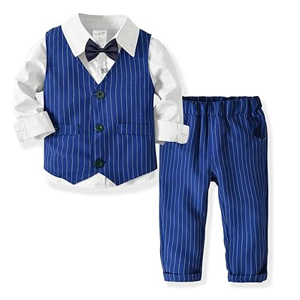 Zoerea Baby Jungen Kleidung Set Shirt + Weste + Hose Baby Fliege Braun Anzug für Baby Geburtstagsparty Kleid