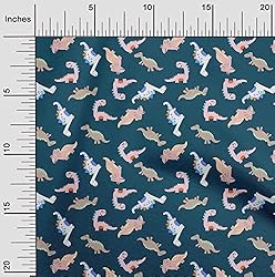 oneOone Cotton Cambric Teal Blue Fabric Colorful