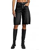 Cicy Bell Womens Summer High Waisted Jeans Shorts Casual Wide Leg Bermuda Jorts Baggy Denim Shorts with Pockets